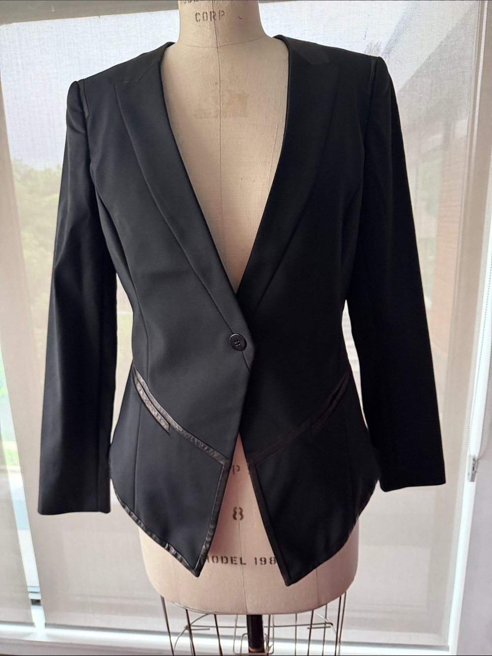 Kenneth Cole Black Women's Tailored Blazer with Satin Trim